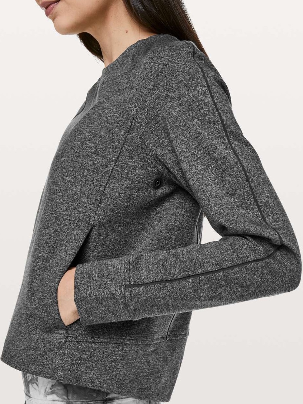Lululemon On-Track Crew Pullover Sweatshirt Heathered Black
